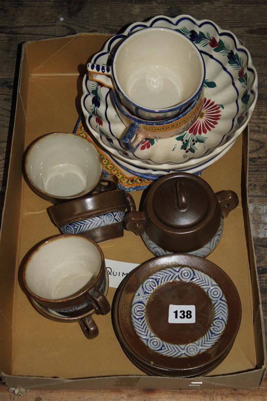 Quimper tea set & others